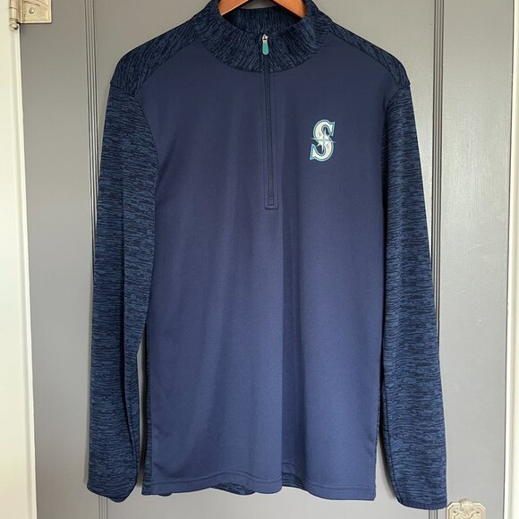 Seattle Mariners Majestic Cool Base Men's Quarter-Zip Pullover Size Medium M MLB - Picture 1 of 11
